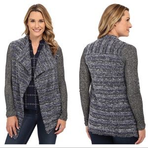 Lucky Brand Mixed Wrap Chunky Blue Gray Sweater‎ Women’s Sz Medium